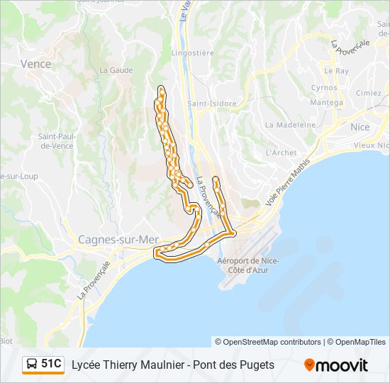 Mapa de 51C de autobús