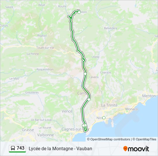 Mapa de 743 de autobús