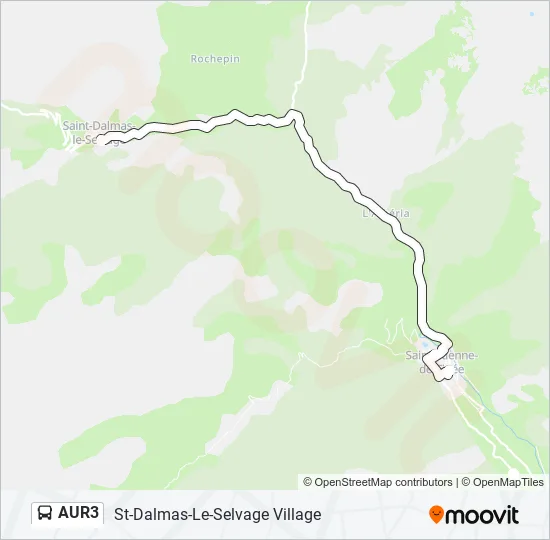 Plan de la ligne AUR3 de bus