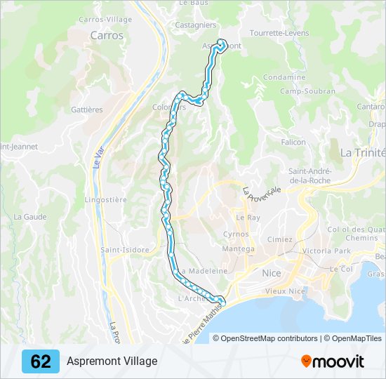 Mapa de 62 de autobús