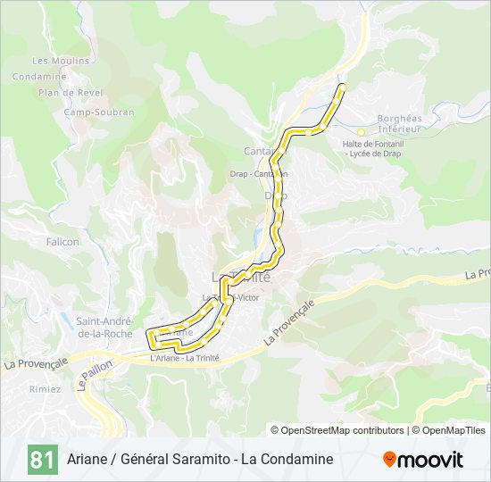 Plan de la ligne 81 de bus