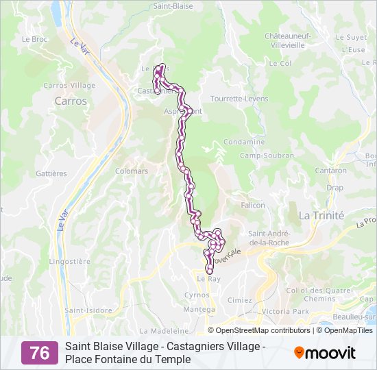 Plan de la ligne 76 de bus