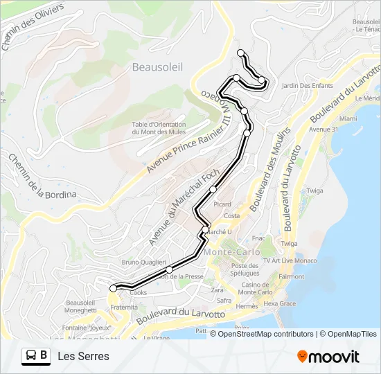 B Bus Line Map