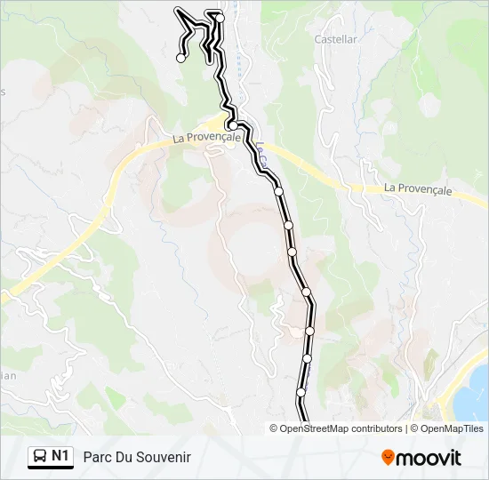N1 Bus Line Map