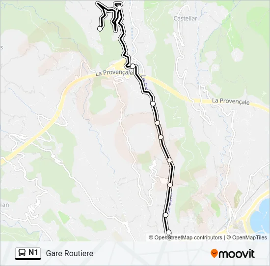 N1 Bus Line Map