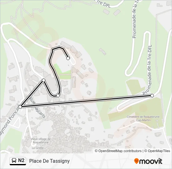 N2 Bus Line Map