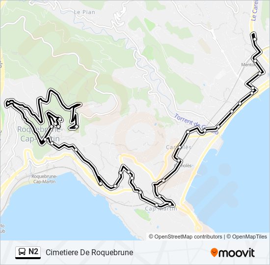 N2 bus Line Map