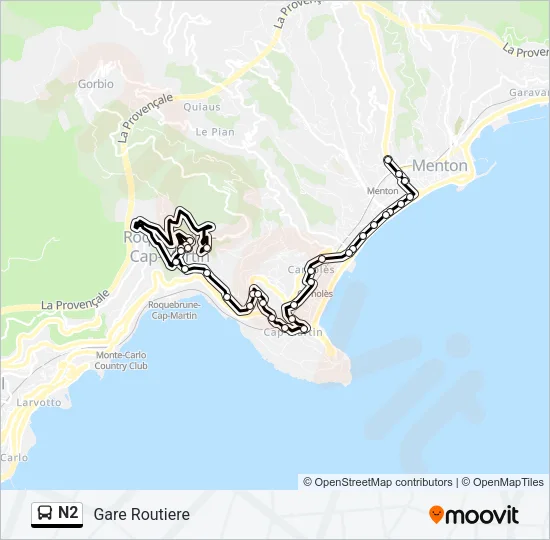 N2 Bus Line Map