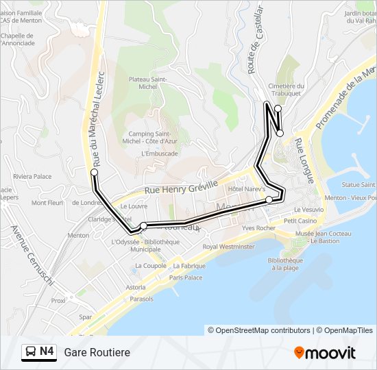 N4 Bus Line Map