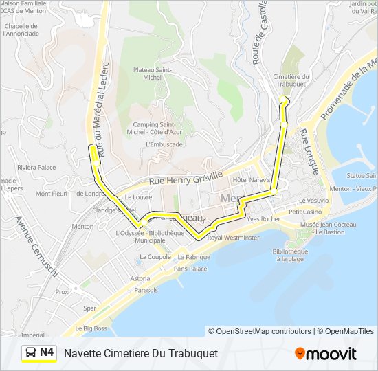 Mapa de N4 de autobús