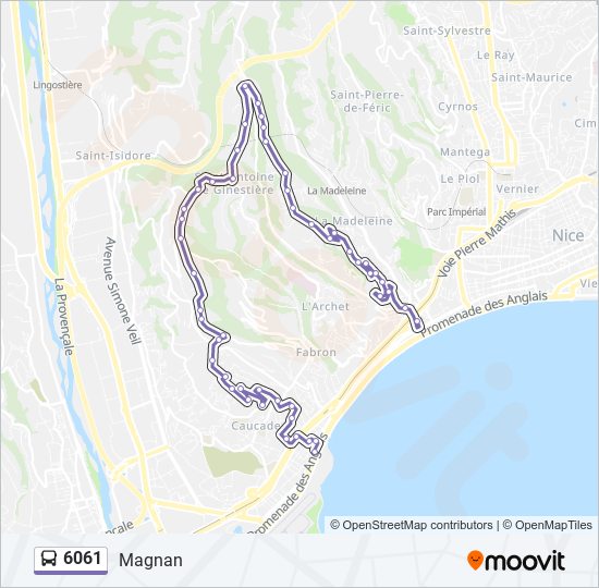 Plan de la ligne 6061 de bus