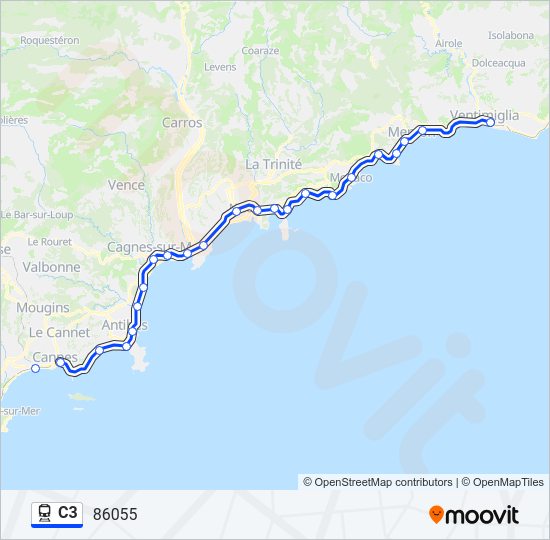 Plan de la ligne C3 de train