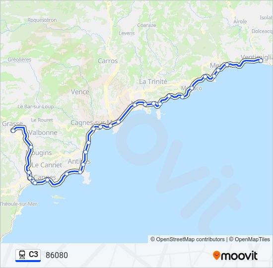 Plan de la ligne C3 de train