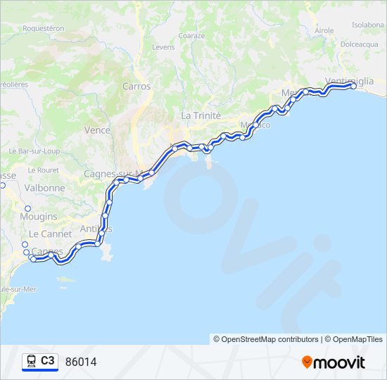 Plan de la ligne C3 de train