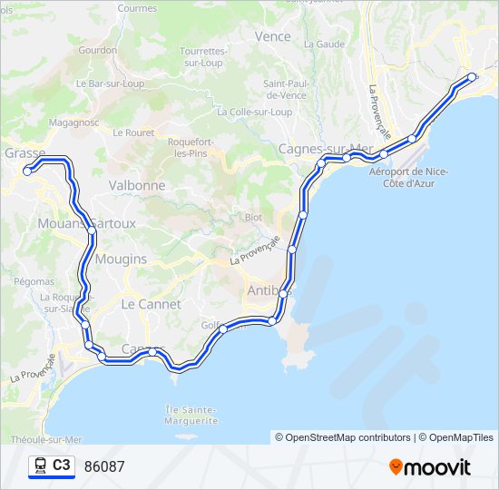 Plan de la ligne C3 de train