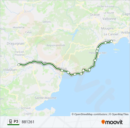 Plan de la ligne P3 de train