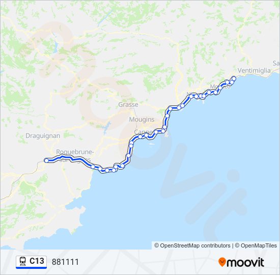 Plan de la ligne C13 de train