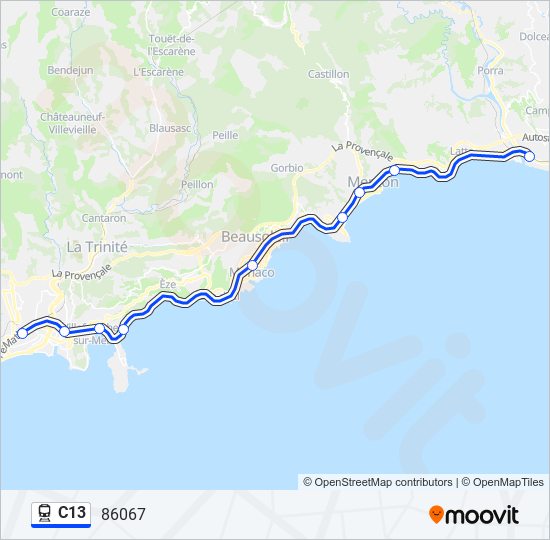 Plan de la ligne C13 de train