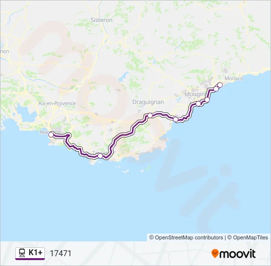 K1+ Train Line Map
