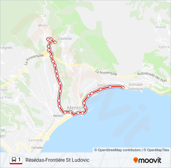 Mapa de 1 de autobús