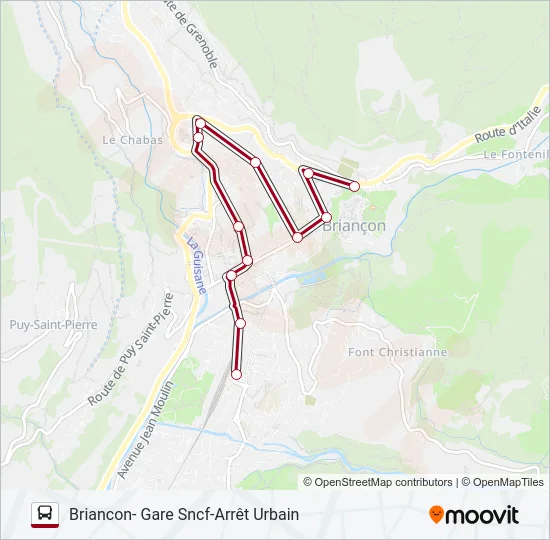 Plan de la ligne L01-URBAIN de bus