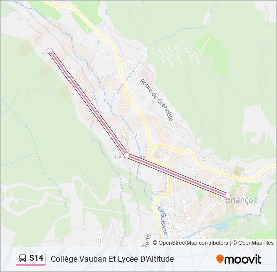 Plan de la ligne S14 de bus