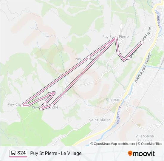 Plan de la ligne S24 de bus