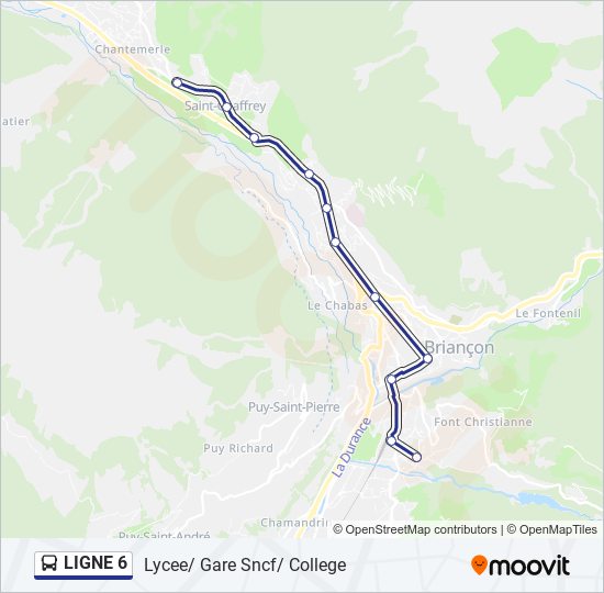 Mapa de LIGNE 6 de autobús