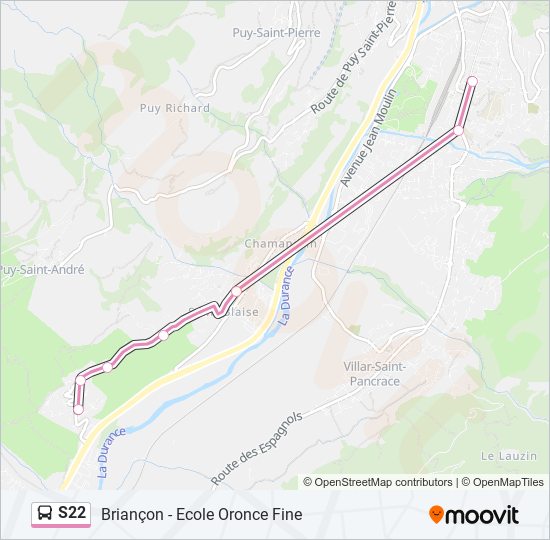 Mapa de S22 de autobús