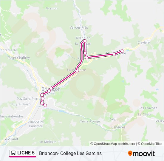 Mapa de LIGNE 5 de autobús