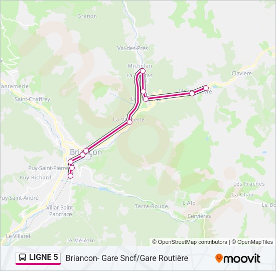 Plan de la ligne LIGNE 5 de bus