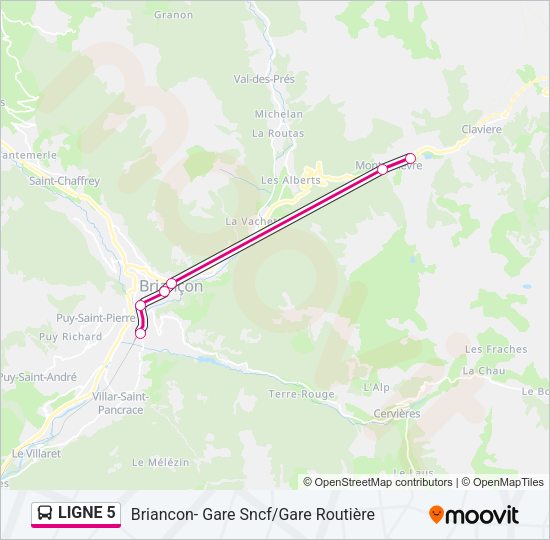 Plan de la ligne LIGNE 5 de bus