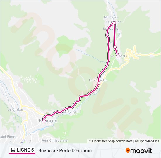 Plan de la ligne LIGNE 5 de bus