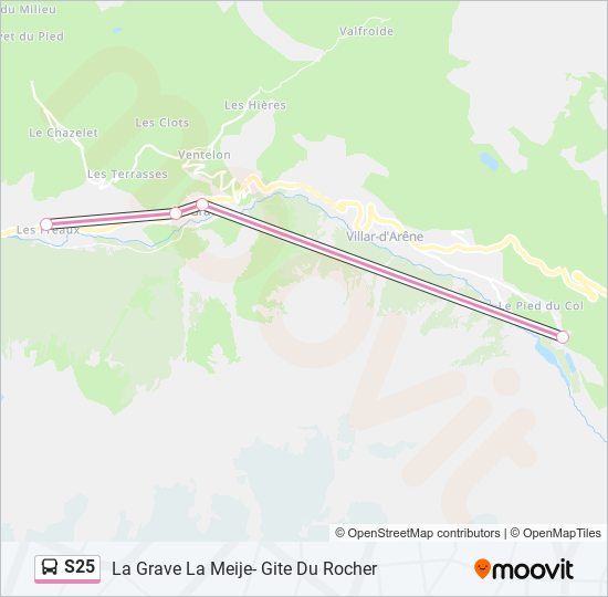 Mapa de S25 de autobús