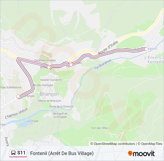 Plan de la ligne S11 de bus