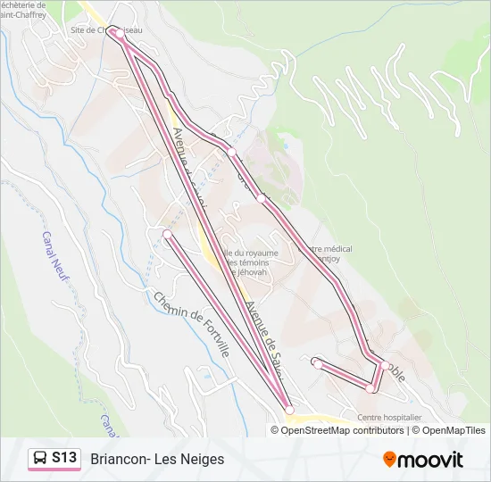 Plan de la ligne S13 de bus