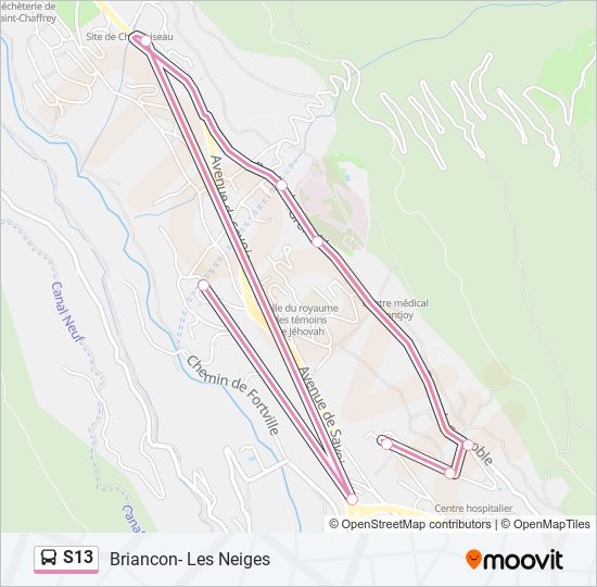 Plan de la ligne S13 de bus