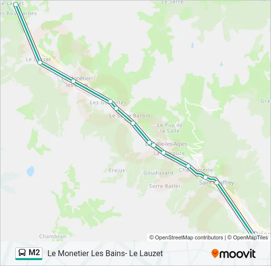 Plan de la ligne M2 de bus