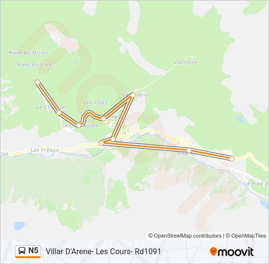 N5 Bus Line Map