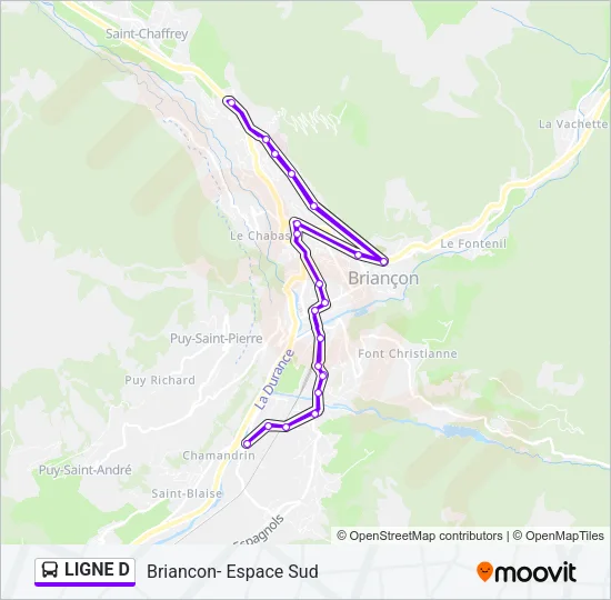 LIGNE D Bus Line Map