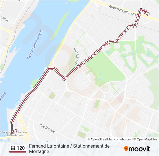 Plan de la ligne 120 de bus