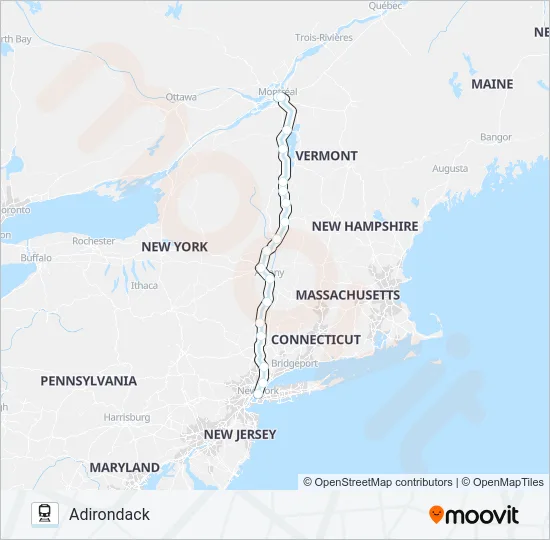 ADIRONDACK Train Line Map