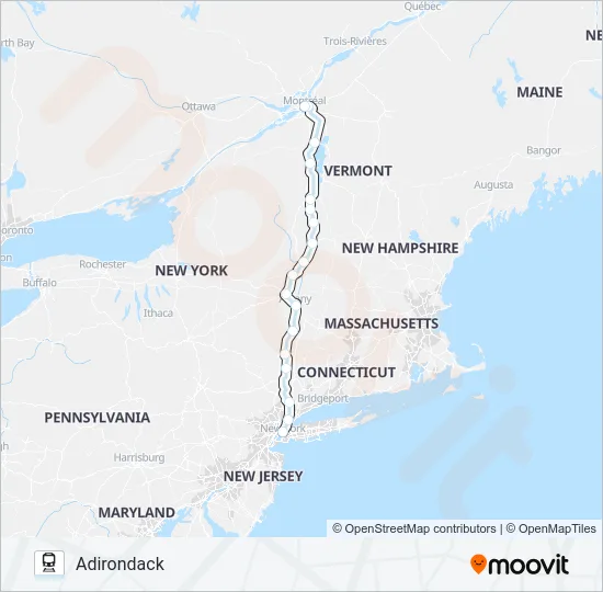 ADIRONDACK Train Line Map