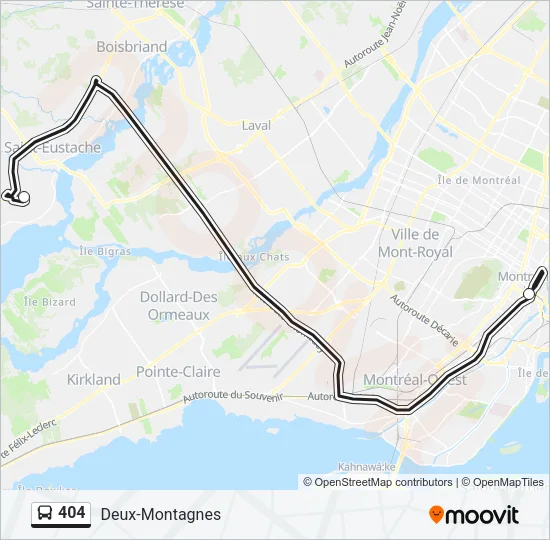 Plan de la ligne 404 de bus