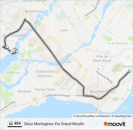 Plan de la ligne 404 de bus