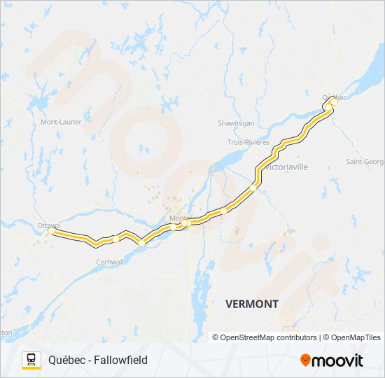 Plan de la ligne VIA RAIL de train