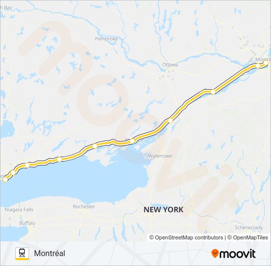 Plan de la ligne VIA RAIL de train