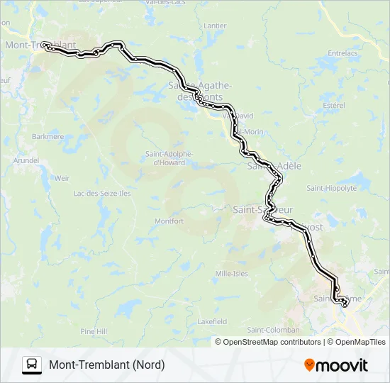 Plan de la ligne INTER MT de bus