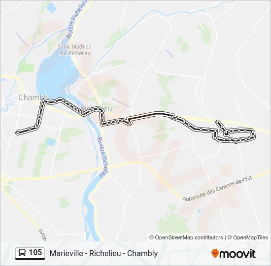 Plan de la ligne 105 de bus