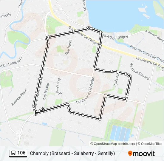Plan de la ligne 106 de bus